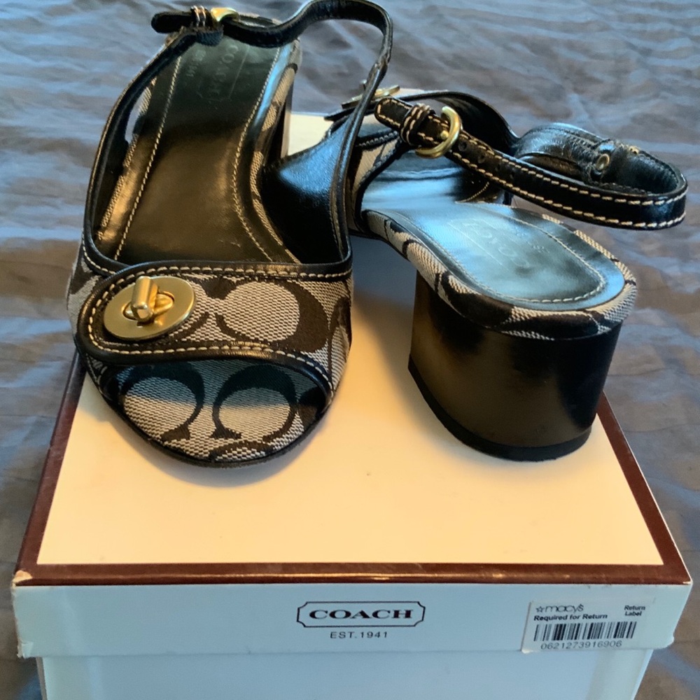 Coach Jacque sling backs-black sig logo sz 7.5